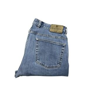 Canali 1934 Men Mid Wash Straight Leg Denim Jeans Blue Made in Italy 34x26